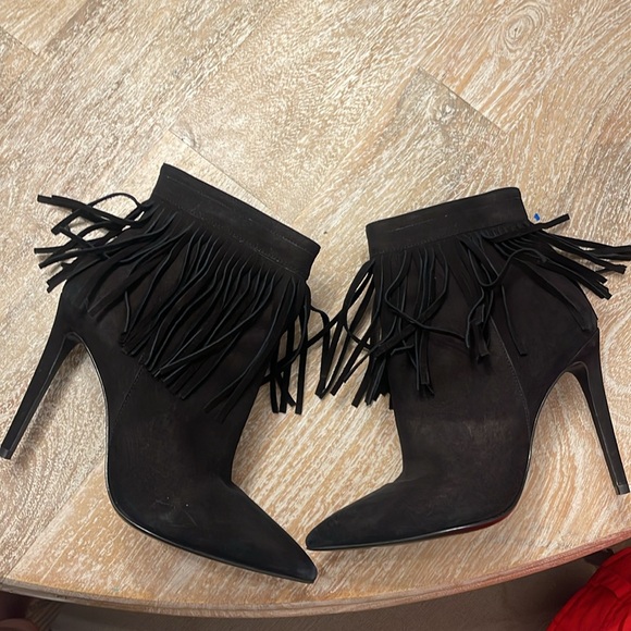 ALDO Black Suede Leather Fringe Ankle Boot Size 8 - Picture 3 of 4